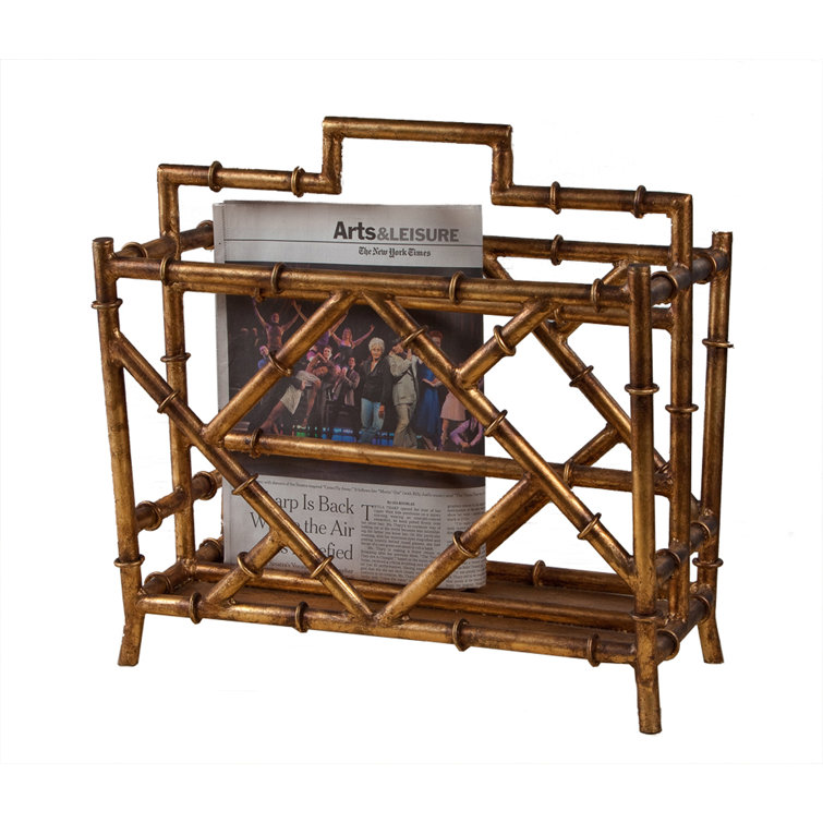 DessauHome Antique Gold Bamboo Magazine Rack Perigold